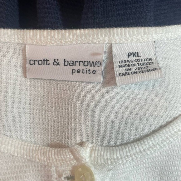 Croft Barrow Cardigan Women XLP Color Block Cotton Ribbed Petite Office Classic - Picture 7 of 8